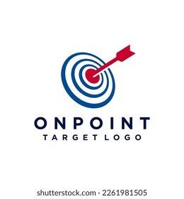 arrow right on target logo design. Vector illustration of arrow and target. modern logo design vector icon template