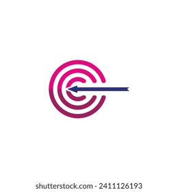 Flecha a la derecha en el diseño del logotipo de destino Ilustración vectorial