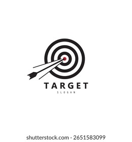 Flecha derecha en el logotipo de destino, ilustración de icono de Vector de diseño de logotipo de destino.