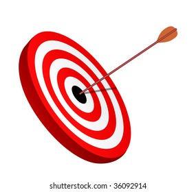 Arrow right on the target, symbol of winning