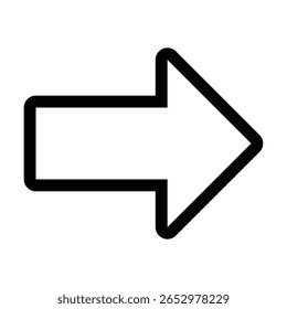 Ícone de contorno de seta para a direita para avançar, continuar e navegar.