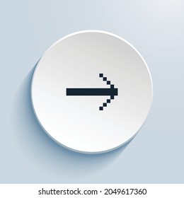 arrow right pixel art icon design. Button style circle shape isolated on white background. Vector illustration