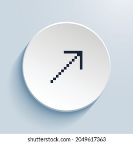 flecha hacia arriba diseño de icono de arte de píxel derecho. Forma de círculo de estilo de botón aislada en fondo blanco. Ilustración del vector