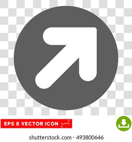 Arrow Up Right round icon. Vector EPS illustration style is flat iconic bicolor symbol, white and silver colors, transparent background.