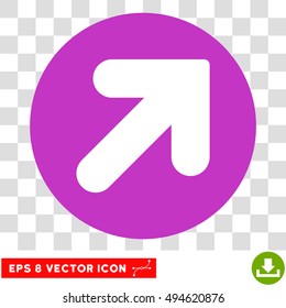Arrow Up Right round icon. Vector EPS illustration style is flat iconic bicolor symbol, white and violet colors, transparent background.
