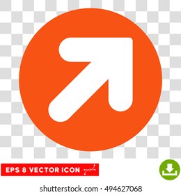 Arrow Up Right round icon. Vector EPS illustration style is flat iconic bicolor symbol, white and orange colors, transparent background.
