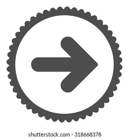Arrow Right round stamp icon. This flat vector symbol is drawn with gray color on a white background.