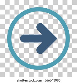 Arrow Right rounded icon. Vector illustration style is flat iconic bicolor symbol inside a circle, cyan and blue colors, transparent background. Designed for web and software interfaces.