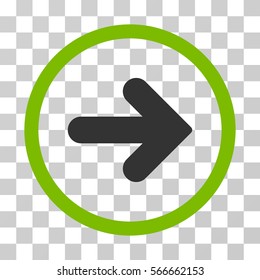 Arrow Right rounded icon. Vector illustration style is flat iconic bicolor symbol inside a circle, eco green and gray colors, transparent background. Designed for web and software interfaces.