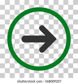 Arrow Right rounded icon. Vector illustration style is flat iconic bicolor symbol inside a circle, green and gray colors, transparent background. Designed for web and software interfaces.