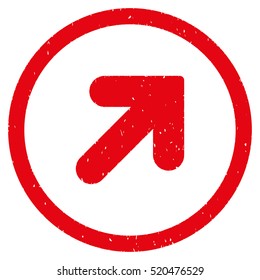 Arrow Up Right rubber seal stamp watermark. Icon vector symbol with grunge design and dust texture. Scratched red ink emblem on a white background.
