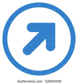 Arrow Up Right rubber seal stamp watermark. Icon vector symbol with grunge design and dirty texture. Scratched cobalt ink emblem on a white background.
