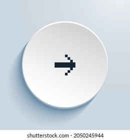 arrow right short pixel art icon design. Button style circle shape isolated on white background. Vector illustration