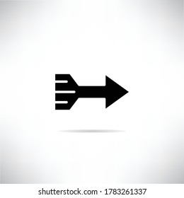 arrow right side icon with drop shadow vector illustration