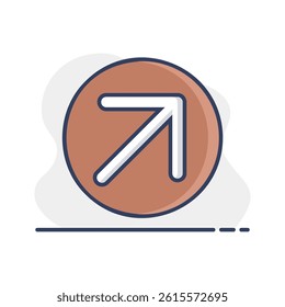 Arrow right top vector isolated icon. Navigation sign. Graph symbol for travel and tourism web site and apps design, logo, app, UI