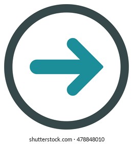 Arrow Right vector bicolor rounded icon. Image style is a flat icon symbol inside a circle, soft blue colors, white background.