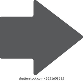 Arrow Right vector icon. Flat gray symbol. Pictogram is isolated on a white background. Designed for web and software interfaces.