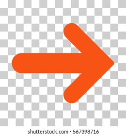 Arrow Right vector icon. Illustration style is flat iconic orange symbol on a transparent background.