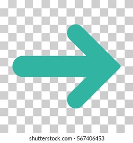 Arrow Right vector icon. Illustration style is flat iconic cyan symbol on a transparent background.
