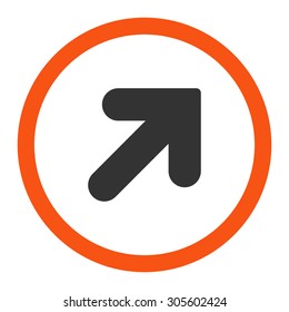 Arrow Up Right vector icon. This rounded flat symbol is drawn with orange and gray colors on a white background.