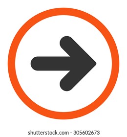 Arrow Right vector icon. This rounded flat symbol is drawn with orange and gray colors on a white background.