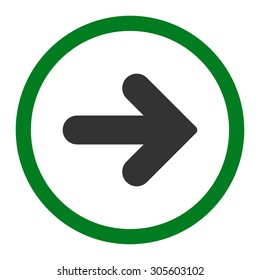 Arrow Right vector icon. This rounded flat symbol is drawn with green and gray colors on a white background.