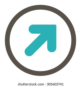 Arrow Up Right vector icon. This rounded flat symbol is drawn with grey and cyan colors on a white background.