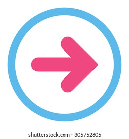 Arrow Right vector icon. This rounded flat symbol is drawn with pink and blue colors on a white background.