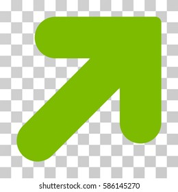 Arrow Up Right vector pictogram. Illustration style is flat iconic eco green symbol on a transparent background.