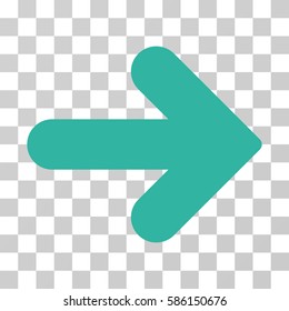 Arrow Right vector pictogram. Illustration style is flat iconic cyan symbol on a transparent background.