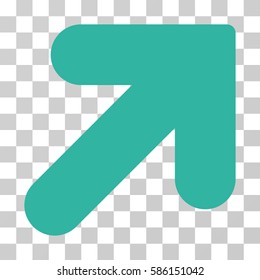Arrow Up Right vector pictogram. Illustration style is flat iconic cyan symbol on a transparent background.