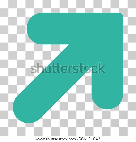 Arrow Up Right vector pictogram. Illustration style is flat iconic cyan symbol on a transparent background.