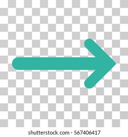 Arrow Right vector pictograph. Illustration style is flat iconic cyan symbol on a transparent background.