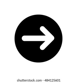 Arrow Right vector rounded icon. Image style is a flat icon symbol inside a circle