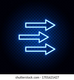 arrow, right, wind blue neon vector icon