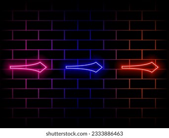 arrow, right, wind blue neon vector icon. green, red, yellow, pink, blue, orange