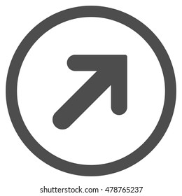 Arrow Right-Up vector rounded icon. Image style is a flat icon symbol inside a circle, gray color, white background.
