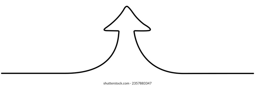 Arrow rising up continuous one line drawn. Way linear direction. Vector illustration isolated on white.