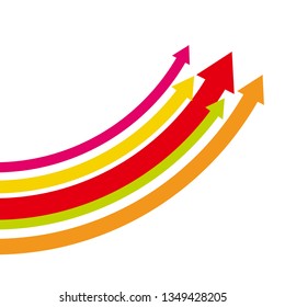 Arrow rising toward same direction success concept illustration
