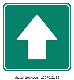 Up arrow and road sign on white