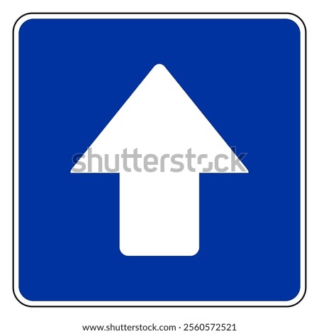Up arrow and road sign on white