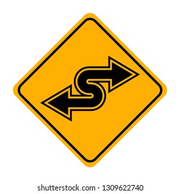 arrow road sign in yellow signage