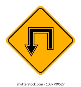 arrow road sign in yellow signage