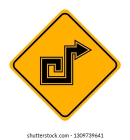 arrow road sign in yellow signage