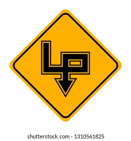 arrow road sign in yellow signage