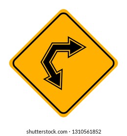 arrow road sign in yellow signage