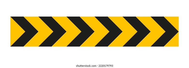 Arrow road yellow sign. Warning striped arrow. Safety type. Vector isolated on white background.