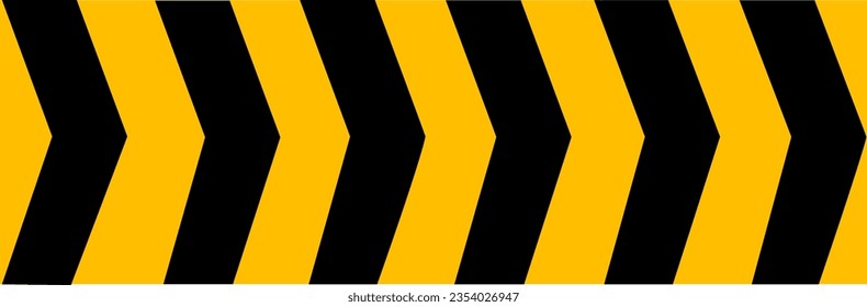Arrow road yellow sign. Warning striped arrow. Safety type.