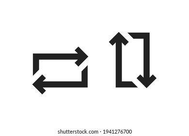 Arrow rotate icon set. Twist, two arrow sign in vector flat style.