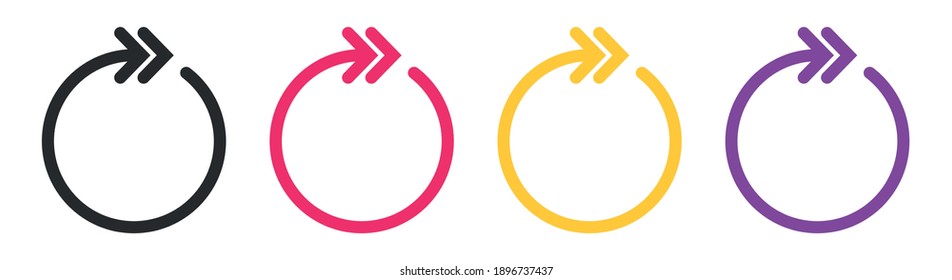 Arrow rotate icons set. Rotation color circle. Collection cycle arrow. Modern flat simple arrows isolated. Reset signs. Arrows vector graphic elements.